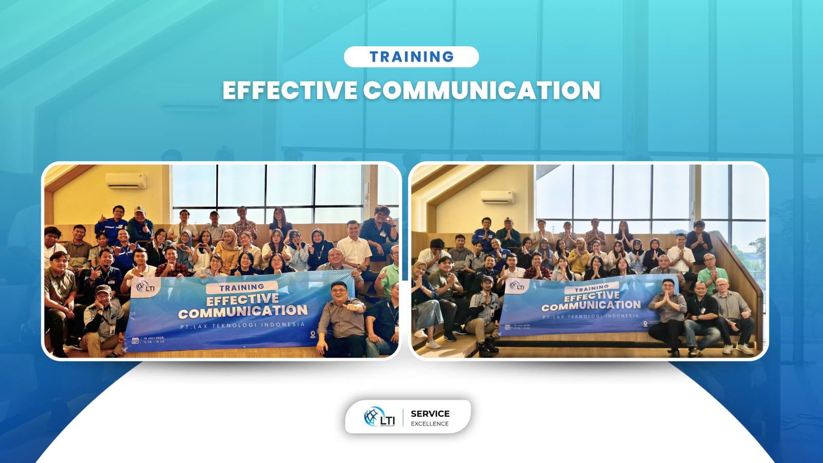 Seluruh peserta dan fasilitator berfoto bersama setelah pelatihan Training Effective Communication LTI.